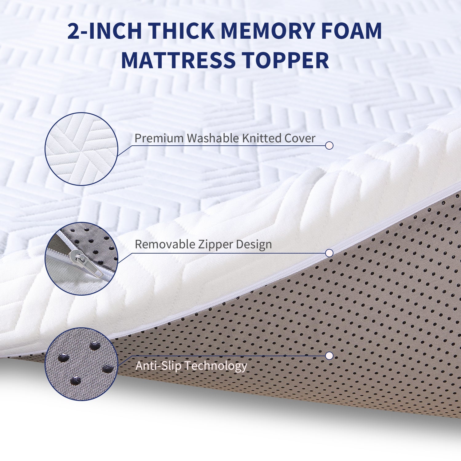 Suilong Cuddles 2 Inch Cooling Memory Foam Mattress Topper
